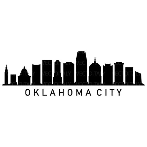 City Skyline Illustration, Oklahoma City Skyline, City Skylines, Oklahoma City, City Skyline, Digital Image, Oklahoma, Drawing And Illustration, Digital Drawing