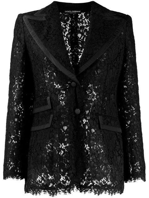 Shop Dolce & Gabbana lace blazer with Express Delivery - FARFETCH Black Lace Jacket, Floral Lace Pattern, Lace Blazer, Designer Blazers, Future Outfit, Lace Jacket, Blazer Designs, Luxury Women Fashion, Short Dresses Casual