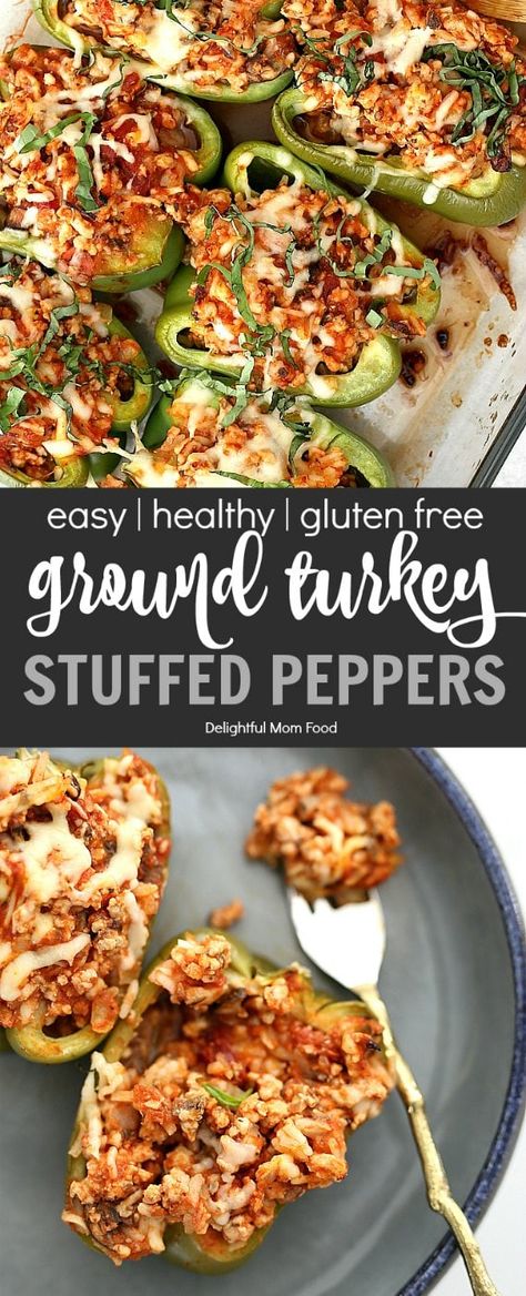 DelightfulMomFood! Turkey Stuffed Peppers, Ground Turkey Stuffed Peppers, Ground Turkey Recipes Healthy, Stuffed Peppers Healthy, Healthy Ground Turkey, Stuffed Peppers Turkey, Bell Pepper Recipes, Healthy Turkey, Health Dinner