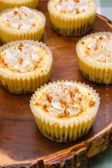 Apple Crumble Cheesecake With Biscoff Crust, Biscoff Cheesecake Cupcakes, Biscoff Crust Cheesecake, Mini Biscoff Cheesecake Recipes, Biscoff Mini Cheesecake, Mini Biscoff Cheesecake, Biscoff Cheesecake Cups, Biscoff Crust, Big Family Dinners