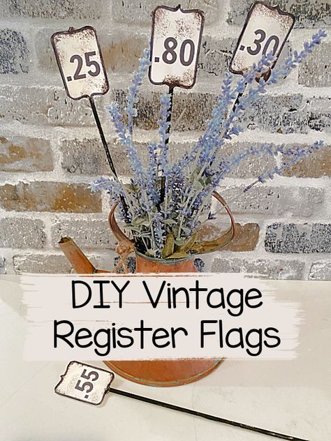 Vintage Store Signs, Easy Primitive Crafts, Vintage Signs Diy, Vintage Cash Register, Flag Diy, Antique Booth Ideas, Craft Business Ideas, Cool Stuff To Make, Thrift Flips