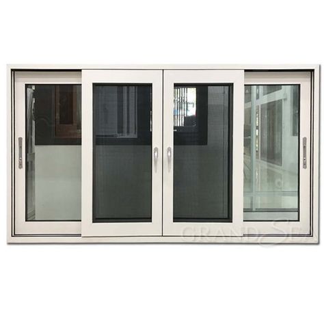 Thermal break aluminum sliding window used thermal break aluminum alloy do the windows frame, and double insulation glazed for windows glass. The heavy duty frame can do big size and make 4 panel sliding design. Also the added strong mosquito net can anti-insect and burglar proof. Classic Window Design, Aluminum Windows Design, Sliding Window Design, Sliding Glass Windows, Glass Window Design, Aluminum House, Modern Window Design, Window Glass Design, Slider Window