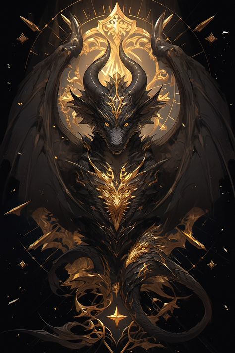 Black And Gold Dragon Art, Shadow Dragon Art, Gold Dragon Art, Black Dragon Art, Black And Gold Dragon, Black And Red Dragon, Dragon Wallpaper Iphone, Legendary Dragons, Dragon Artwork Fantasy