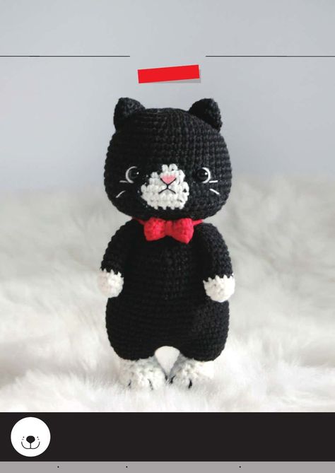 Cat Black | PDF | Crochet | Folk Art Crochet Tuxedo Cat Pattern Free, Crochet Tuxedo Cat, Tuxedo Cat Crochet Pattern, Tuxedo Cat Crochet, Octopus Crochet Pattern, Baby Blankie, Cat Crochet, Crocheting Patterns, Cat Amigurumi