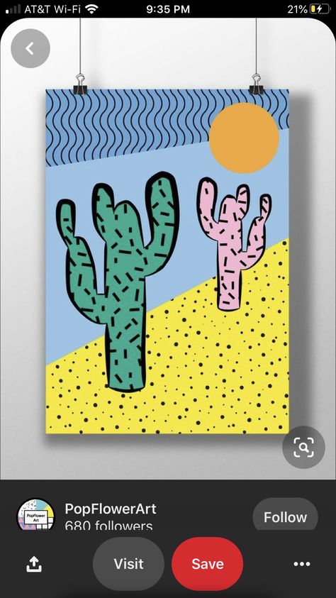 Succulent Landscape, Memphis Art, Cactus Art Print, Trippy Painting, Hippie Painting, Simple Canvas Paintings, Cute Canvas Paintings, Easy Canvas Art, Cactus Art