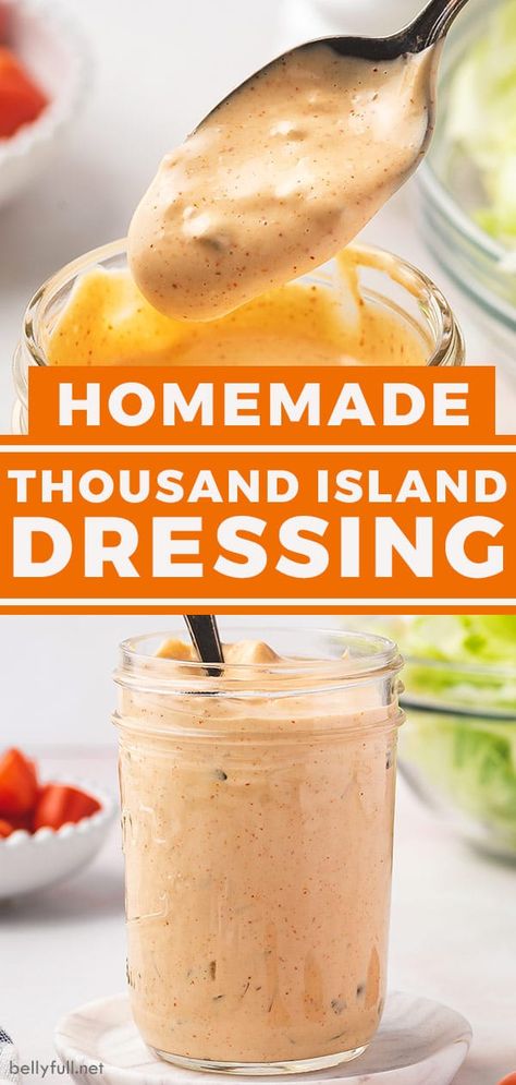 Barbecue Ranch Dressing, Thousand Island Dressing Recipe, Homemade Thousand Island, Healthy Dressing Recipes, Homemade Thousand Island Dressing, Mac Salad Recipe, Big Mac Salad, Homemade Barbecue, Salad Dressing Recipes Healthy