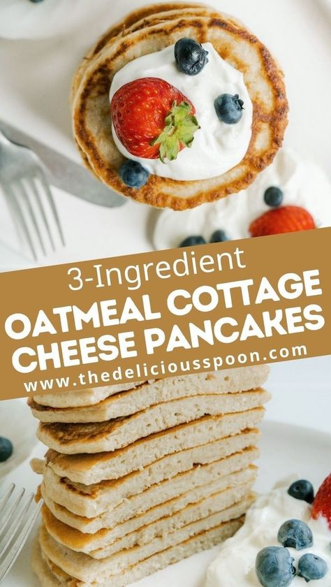 Whip up a breakfast masterpiece with these easy-peasy 3-ingredient oatmeal cottage cheese pancakes! 🥞🍓 Just toss the ingredients into the blender, blend away, and voila – a stack of fluffy, healthy goodness is ready to conquer your morning cravings. Perfect for busy mornings when you need a nutritious kickstart without the fuss. Packed with protein, low on effort, and bursting with deliciousness – because who said healthy couldn't be fun? Sweet Breakfast Ideas Quick, Healthy Sweet Breakfast Ideas, 21 Day Fix Snack Ideas, On The Go Breakfast Recipes, Oatmeal Cottage Cheese, Oatmeal Cottage Cheese Pancakes, Healthy Sweet Breakfast, 21 Day Fix Crockpot, Cottage Cheese Protein Pancakes