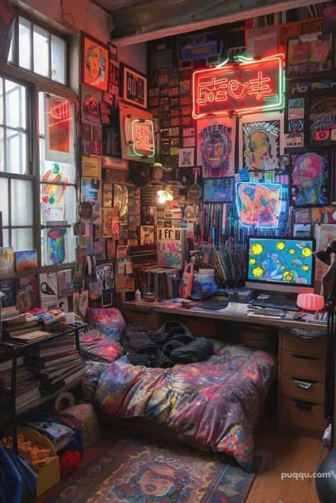 Messy College Dorm Aesthetic, Messy Room Aesthetic, Chaotic Room Aesthetic, Apartment Ideas Living Room, Future Bedroom, Sage Green Bedroom, Chill Room, Retro Room, Room Redesign