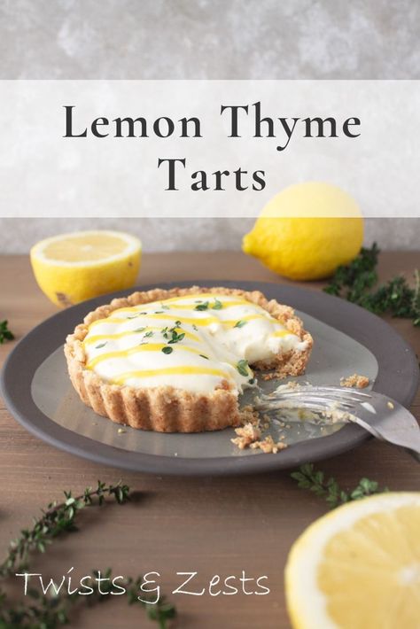 Lemon Thyme Recipes, Squash Appetizers, Lemon Curd Dessert, Spring Strawberries, Recipe Inspirations, Pastry Case, Cream Tarts, Lemon Tart Recipe, Almond Crust