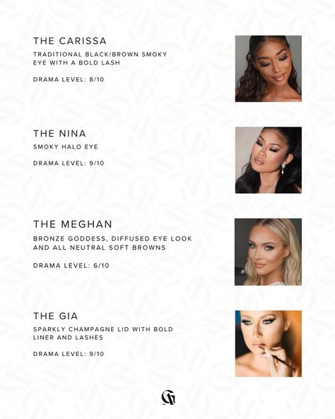 We’ve put together a collection of our favorite looks and created ✨THE MENU✨ for your hair and makeup services. Same as at a restaurant you’re able to make additions/substitutions but now when you’re unsure you’ll have this list as a guide! Each item on the menu is named after our client who wore that look exceptionally well. Each look will also have a corresponding class for it in the Glam Atelier Academy! 📌 SAVE AND SEND THIS TO YOUR GLAM BESTIES! ✨ Save your date by visiting our webs... Makeup Services List, Makeup Services, Bridal Makeup Artist, On The Menu, Hair And Makeup, The Menu, A Restaurant, Beautiful Dogs, Bridal Makeup