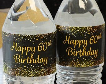 60th birthday party decorations | Etsy Gold Party Favors, Black And Gold Birthday, 90th Birthday Decorations, Gold Birthday Party Decorations, Gold Birthday Decorations, Birthday Party Table Decorations, Black And Gold Theme, Happy 90th Birthday, 30th Birthday Decorations