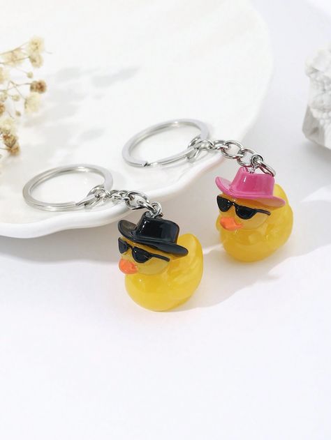 2pcs & Cute Duck Shaped Keychain With Hat, Suitable For Wallet, Keys, Gift For Friends, Party FavorI discovered amazing products on SHEIN.com, come check them out! Crochet Duck Keychain, Duck Car Accessories, Key Chain Duck, Duck Keycap, Duck Keychain, Cute Duck, Friends Party, Amazing Products, For Friends