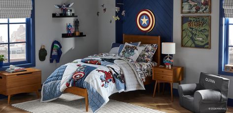 Marvel Kids Bedroom Hobby Lobby, Marvel Boys Bedroom, Marvel Kids Room Target, Marvel Kids Bedroom Pottery Barn Kids, Spiderman Toddler Room Pottery Barn Kids, Star Wars Boys Bedroom Pottery Barn Kids, Marvel Bedroom, Boys Bedrooms, Boy's Bedroom