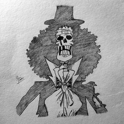 One piece sketch Brook One Piece Sketch, Skeleton Drawing, Sketch Instagram, Brooks One Piece, One Piece Drawing, Art Sketch, Anime Sketch, Drawing Ideas, Drawing Sketches