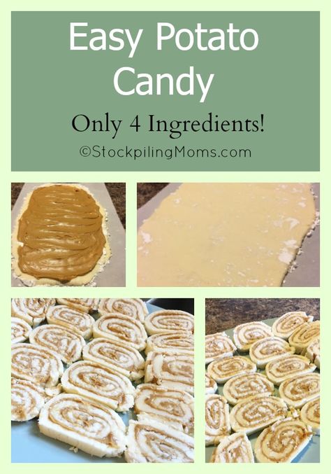 Easy Potato Candy recipe that has only 4 ingredients! So yummy! Potato Candy Easy, Potatoe Candy Recipe, Pinwheel Candy Recipe, Old Fashioned Potato Candy Recipe, Candy Recipes Easy, Irish Potato Candy Recipe, Potato Candy Recipe, Pinwheel Candy, Kentucky Recipes