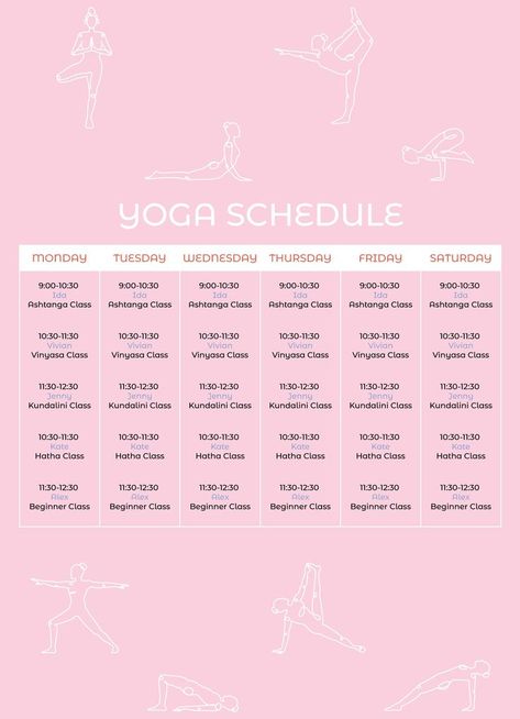 Get a free and easily editable online Yoga Class Schedule Template for Google Docs. Every day the popularity of yoga and sports is increasing several times. But yoga, like any sport, requires consistency and discipline. This approach will allow you to achieve good success in yoga. And also you will be able to relax the mental state of your body as much as possible. That’s why we created the yoga class schedule free Google Docs template to make your workouts more efficient. Yoga Schedule, Class Schedule Template, Docs Templates, Online Yoga Classes, Schedule Templates, Mental State, Yoga Times, Class Schedule, Workout Schedule