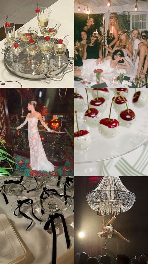 Red Wine Party Aesthetic, 1920s Holiday Party, Aesthetic New Years Party, 1920s 20th Birthday, Sultry Birthday Party, Hosting Nye Party, Art Deco Bachelorette Party, Glamour Decoration Party, Chic Birthday Party Ideas For Women