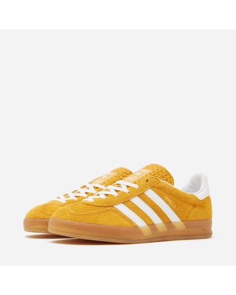 adidas Originals Gazelle Indoor Women's in Yellow | Lyst Rome Summer, Adidas Gazelle Outfit, Shoe Rotation, Adidas Outfit Women, Yellow Adidas, Adidas Originals Gazelle, Sneakers Looks, Indoor Sports, Yellow Outfit