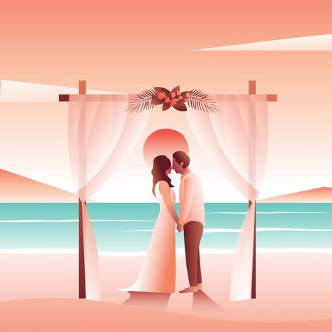 Beach Wedding Wedding Clipart Free, Golf Artwork, Wedding Symbols, Wedding Vector Art, Beach Drawing, Wedding Drawing, Beach Clipart, Beach Illustration, Wedding Clip