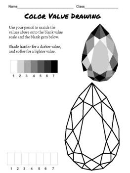 Students can use this worksheet to practice shading, using different color values. Shading Art Projects, Form And Value Art Project, Element Of Value Art Project, Value Element Of Art, Value Lessons In Art, Shading Worksheets Art, Value Art Projects, Elements Of Art Projects, Value Scale Worksheet