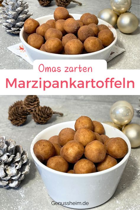 Entdecke Omas zarte Marzipan Kartoffeln – perfekt für die Weihnachtszeit und super einfach! Marzipan, Baking, Christmas