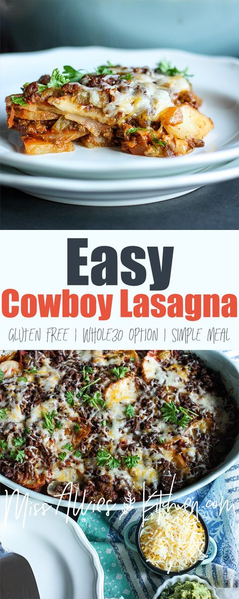 Easy Cowboy Lasagna - with a Whole30 option! Kitchen Calling, Cowboy Lasagna, Whole30 Dinner, Whole30 Dinners, My Person, Whole30 Recipes, People Pleaser, Healthy Pasta Recipes, My People