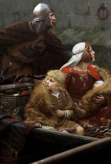 Edmund Blair Leighton,In Time of Peril,detail,1897. Edmund Blair Leighton, Pre Raphaelite Paintings, Pre Raphaelite Art, Heroic Fantasy, Art Ancien, Takashi Murakami, Pre Raphaelite, Medieval Clothing, Romantic Art