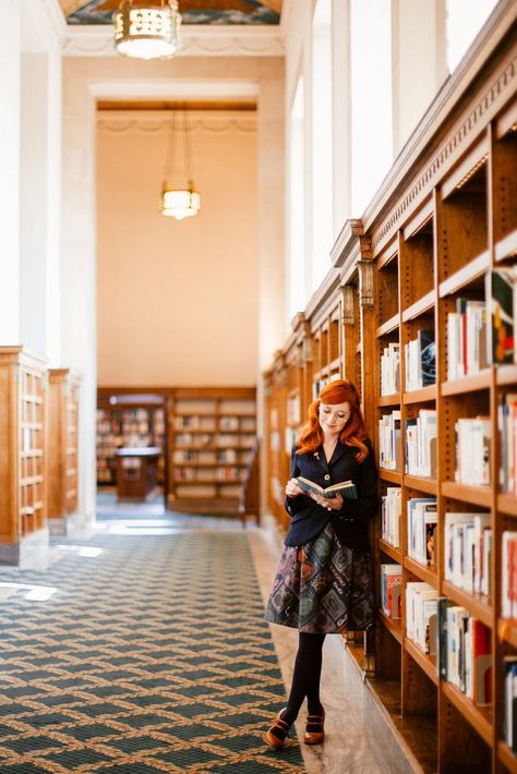 Photos In Library, Person Reading A Book, Girl In Library, Bookstore Photoshoot, Library Shoot, Library Fashion, Library Photo Shoot, Library Girl, A Clothes Horse