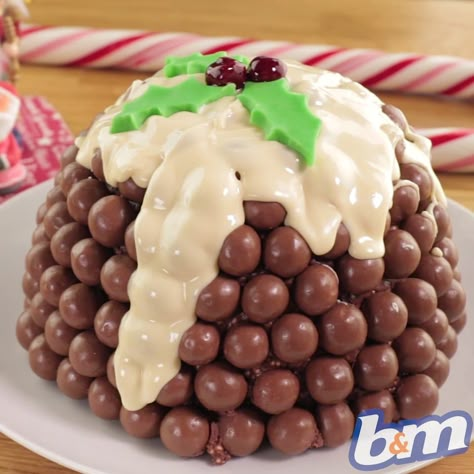 Maltesers Christmas Pudding | B&M Stores Malteser Cake, Maltese Recipes, Xmas Desserts, Christmas Cake Ideas, Heston Blumenthal, Xmas Recipes, Cake Image, Australia Food, Gluten Free Christmas