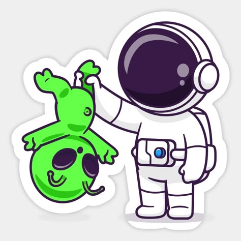 Sticker Art Ideas, Space Aesthetic Stickers, Alien Illustration Cute, Cute Space Stickers, Cute Astraunaut Cartoon, Aliens And Astronauts, Alien Cute, Cute Aliens, Alien Stickers Aesthetic