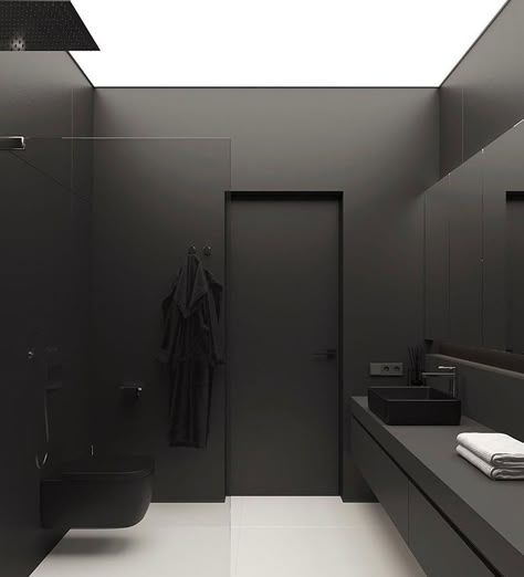 All Black Interior Design, Drømme Bad, Interior Design Games, Black Interior Design, Modern Stairs, Dark Interiors, Black Bathroom, Casas De Ensueño, 인테리어 디자인