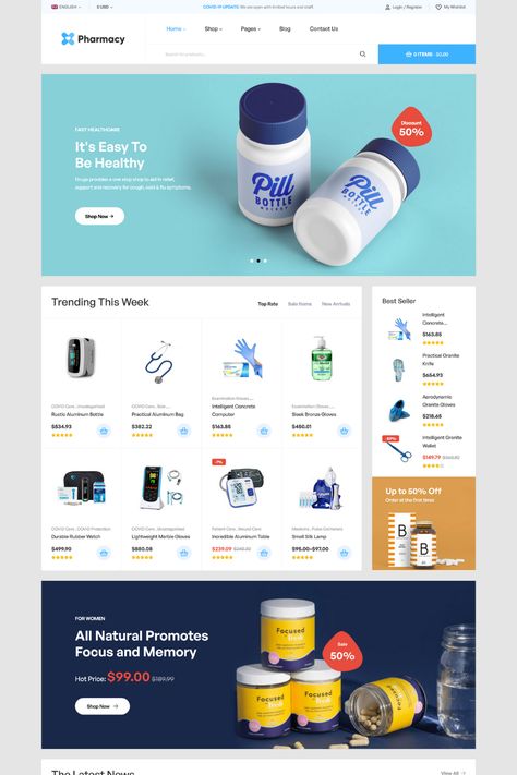 This Pharmacy WooCommerce WordPress Responsive Theme is the perfect solution for pharmacies looking to sell their products online. With its responsive design, the theme looks great on all devices, from desktop computers to mobile phones. The theme is also highly customizable, allowing you to choose from a range of layout options, custom fonts, and colors, making it easy to create a unique and professional look for your website. Pharmacy Website Design Inspiration, Pharmacy Web Design, Pharma Website Design, Medicine Website Design, Pharmacy Website Design, Kiosk Machine, Contact Us Page Design, Cms Design, Medical Website