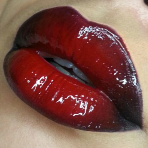 Red lips lipgloss glossy biglips ombre ombrelips