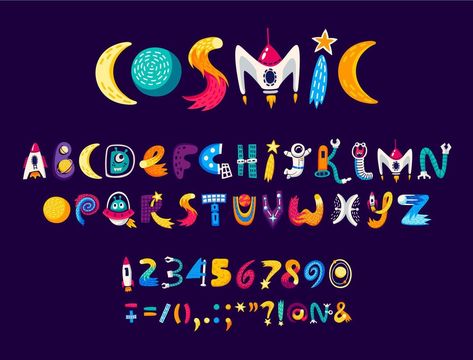 Cartoon space font, universe type, galaxy typeface Universe Font, Space Calendar, Cartoon Writing, Font Canva Lettering, Max Logo, Alfabet Font, Space Font, Cartoon Space, Name Drawings