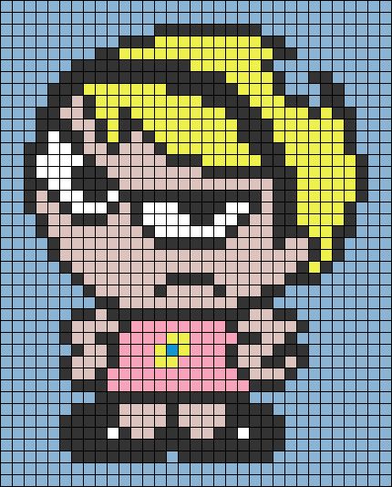 Bratz Alpha Pattern, Character Alpha Pattern, Spongebob Alpha Pattern, Disney Alpha Patterns, Cartoon Alpha Pattern, Movie Alpha Pattern, Easy Pixel Art, Pixel Art Pattern, Tapestry Crochet