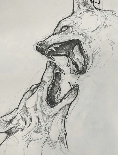 Wolf Biting Drawing, Dog Howling Tattoo, Art Sketches Pen, Drawing Ideas Cool, Contemporary Sketch, Rough Sketches, Sketches Art, Animal Drawings Sketches, 강아지 그림