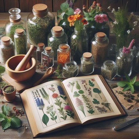 Herb Aesthetic, Herbology Aesthetic, Herbs Aesthetic, Apothecary Aesthetic, Apothecary Ideas, Herbal Witch, Book Mood Board, Apothecary Decor, Green Academia