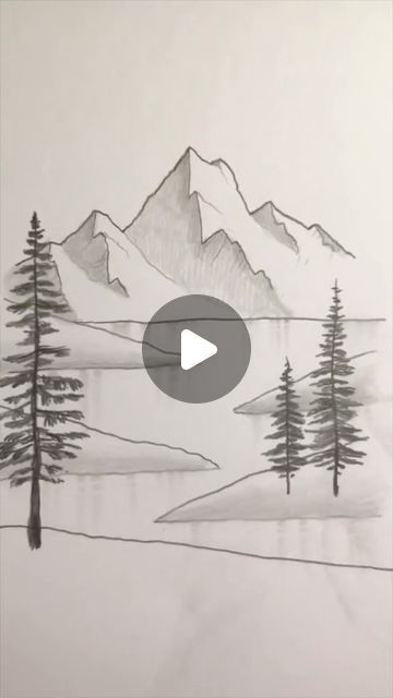 Mountain Drawings Easy, Drawing Mountains Pencil, Drawing A Landscape, Mountain Drawing Step By Step, Easy Mountain Sketch, Wilderness Drawings Easy, Nature Drawing For Beginners, How To Draw Mountains Easy, Sketch For Beginners Step By Step