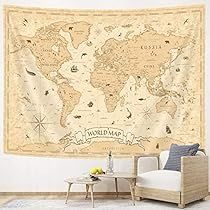 Map Themed Bedroom, Art Adopts, Living Room Collage, Collage Dorm, World Map Tapestry, Map Tapestry, Room Collage, Boy Girl Bedroom, Map Of The World