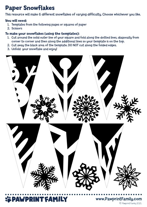 Paper Snowflakes - Pawprint Household- #Family #paper #Pawprint #snowflakes Check more at https://howcandothis.com/diyideas/paper-snowflakes-pawprint-household/ Snöflingor I Papper, Paper Snowflake Designs, Paper Snowflake Template, Paper Snowflake Patterns, Paper Snowflakes Diy, Snowflake Template, Snowflake Craft, Paper Snowflake, Christmas Decor Ideas Outdoor