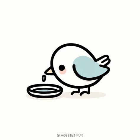 🐦 37 Cute Easy Bird Drawing Ideas Mini Bird Drawing, Little Bird Drawing, Water Drawing Easy, Drinking Water Drawing, Easy Bird Drawing, Cute Bird Drawing, Bird Drawing Ideas, Birds Drinking Water, Bird Doodles