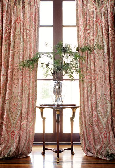 Knight Moves: The Latest and Greatest from Schumacher Paisley Curtains, Celebrity Interior Design, Elegant Draperies, Martyn Lawrence Bullard, Schumacher Wallpaper, Wallpaper Stores, Schumacher Fabric, Custom Drapery, Custom Drapes