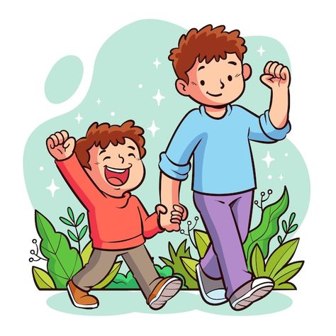 Cartoon Boy waving hand vectors, photos and PSD files | Free download Brother Cartoon, Brothers Day, Celebration Illustration, Waving Hand, Illustration Family, Fall Art Projects, Day Illustration, Logo Psd, Fall Art