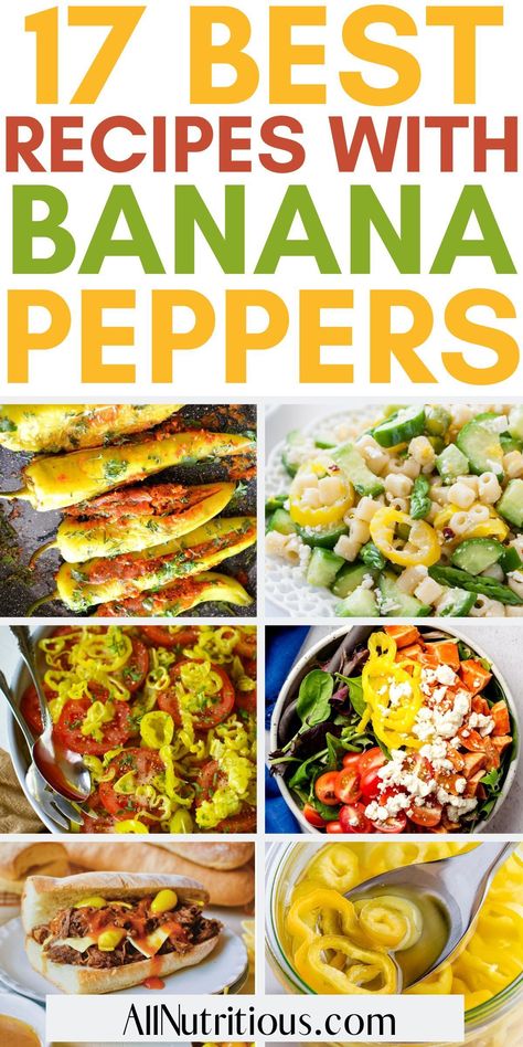 Dinners With Banana Peppers, Recipes That Use Banana Peppers, Dinner With Banana Peppers, Banana Pepper Meals, Banana Pepper Dinner Recipes, Santa Fe Peppers Recipes, Healthy Stuffed Banana Peppers, How To Cook Banana Peppers, Meals With Banana Peppers