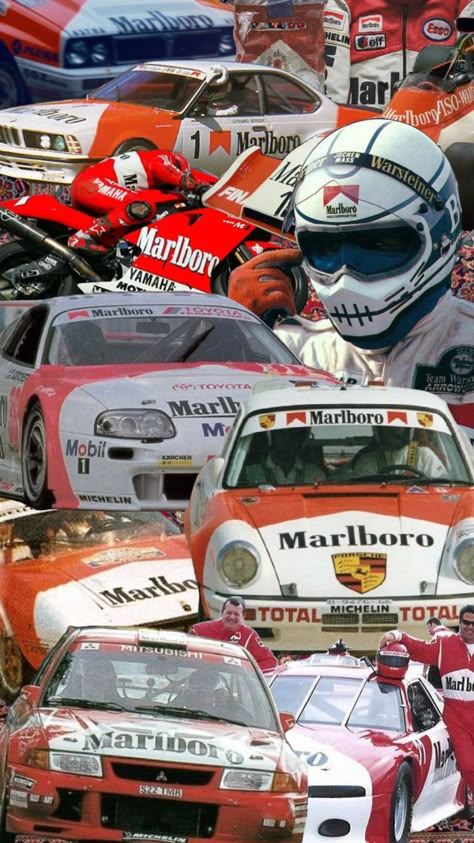 #marlbororacing #cars #vintage #racing Race Cars Wallpaper, Racing Aesthetic, Vintage Racing Poster, Car Banner, Tokyo Drift Cars, Akira Anime, Car Racer, Best Jdm Cars, Racing Posters