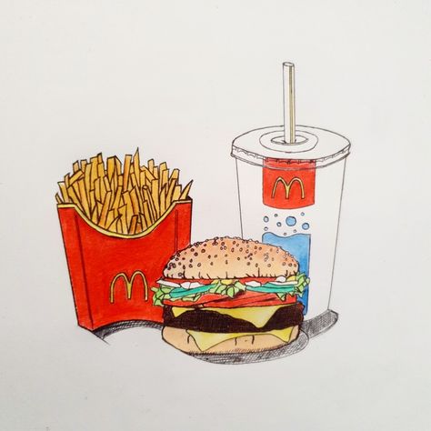 Day 4/30 day drawing challenge. Draw your favourite food. Lockdown has me craving McDonalds Mcdonalds Drawing Easy, Mcdonalds Drawing, Food To Draw, Mcdonalds Art, Burger Drawing, Mcdonalds Food, Phone Wallpaper Pastel, 30 Day Drawing Challenge, Cake Drawing