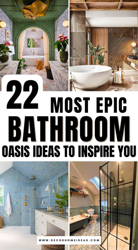 Explore 22 of the most epic bathroom oasis ideas that redefine relaxation. From breathtaking rain showers and freestanding tubs to lush greenery and serene lighting, these designs will spark your imagination and help you create the ultimate retreat. Which idea will you try first? At Home Spa Bathroom Ideas, Modern Relaxing Bathroom, Bathroom Ideas With Garden Tub, Spa Oasis Bathroom, Green Spa Like Bathroom, Asian Spa Bathroom, Zen Spa Bathroom Ideas Feng Shui Master Bath, Freestanding Tub Next To Shower Ideas, Bathroom Spa Decor Ideas Inspiration