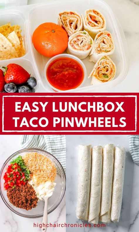 New Lunch Ideas, Tortilla Pinwheels Recipe, Taco Pinwheels, Taco Tortilla, Lunch For School, Leftover Taco Meat, Tortilla Pinwheels, Pinwheels Recipe, Picky Toddler Meals