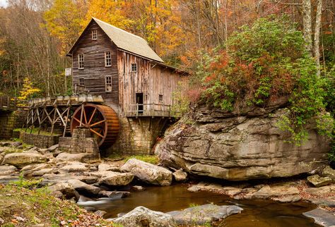 Glade Creek Grist Mill, Grist Mill, Park Pictures, Water Mill, Water Wheel, Covered Bridges, Big Canvas, West Virginia, State Park