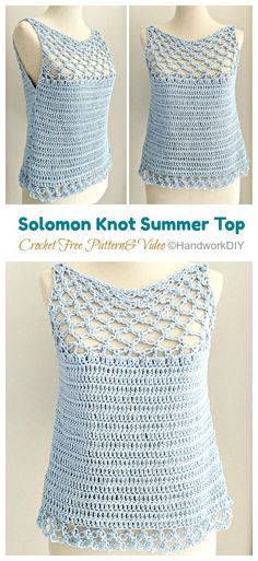 Summer Top Crochet, Crochet Ladies Tops, Crochet Tops Free Patterns, Crochet Summer Tops, Crochet Tank, Crochet Free, Crochet Woman, Crochet Shirt, Crochet Top Pattern